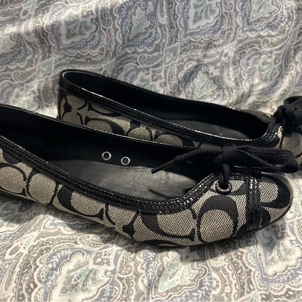 Women's Black and Gray Ballet Flats